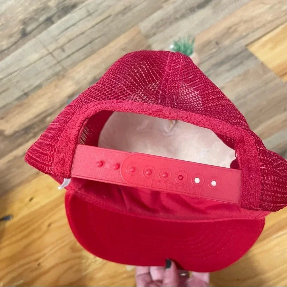 Vintage 1980s trucker hat hidden message red snapback